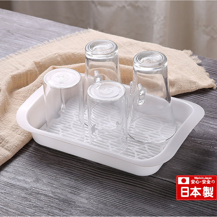 Khay úp ly, cốc Inomata của Nhật Bản nhựa PP, có nhiều rãnh thoát nước, chịu lực và chịu nhiệt tốt