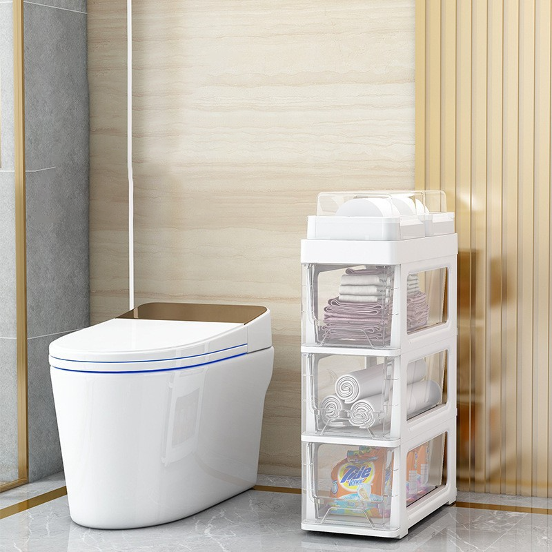 Bathroom slitch storage cabinet, black drawer type bathroom, ultra-narrow gap storage cabinet, sundries storage shelves