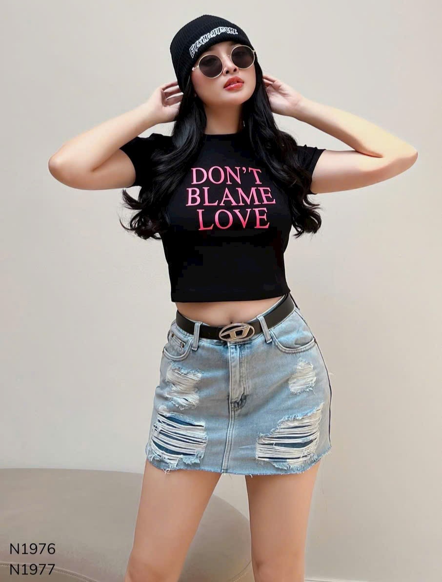 Áo thun nữ croptop form ôm in hình siêu xinh