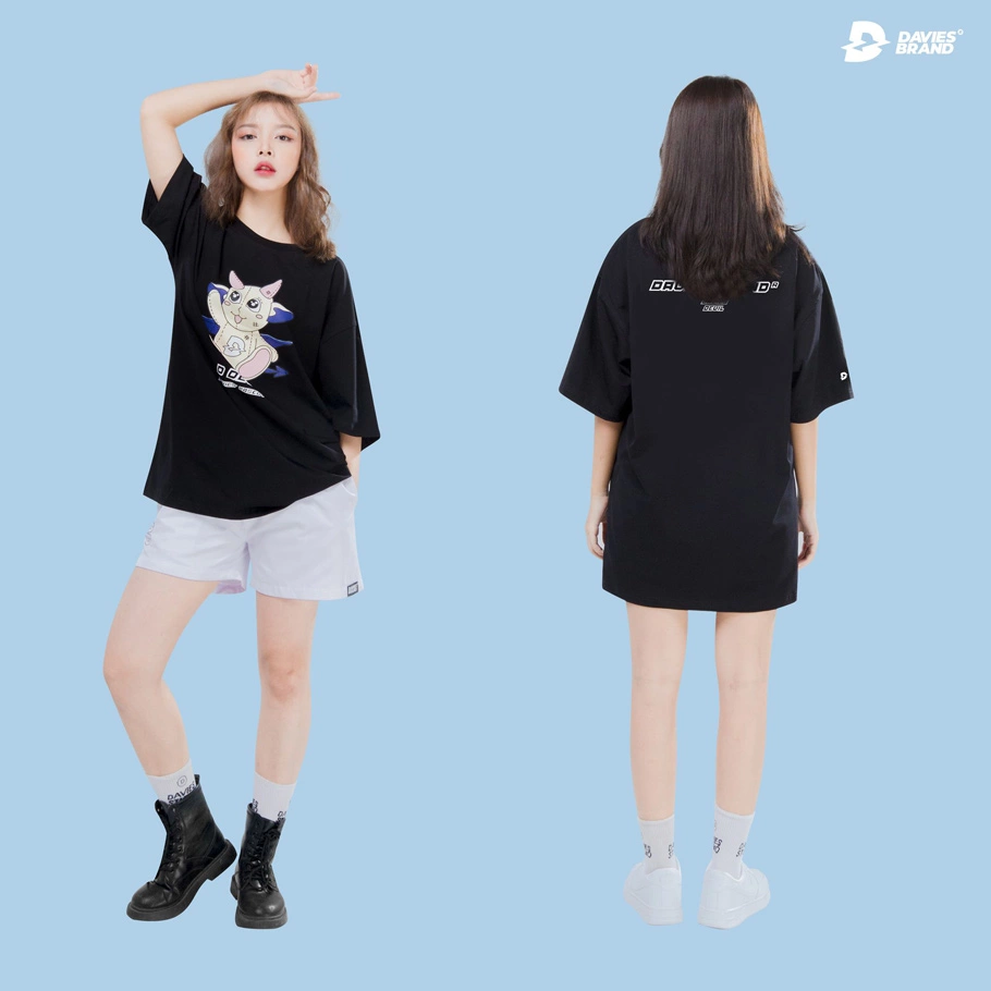 Áo thun Davies nam nữ DSS Tee Devil Teddy - BLACK