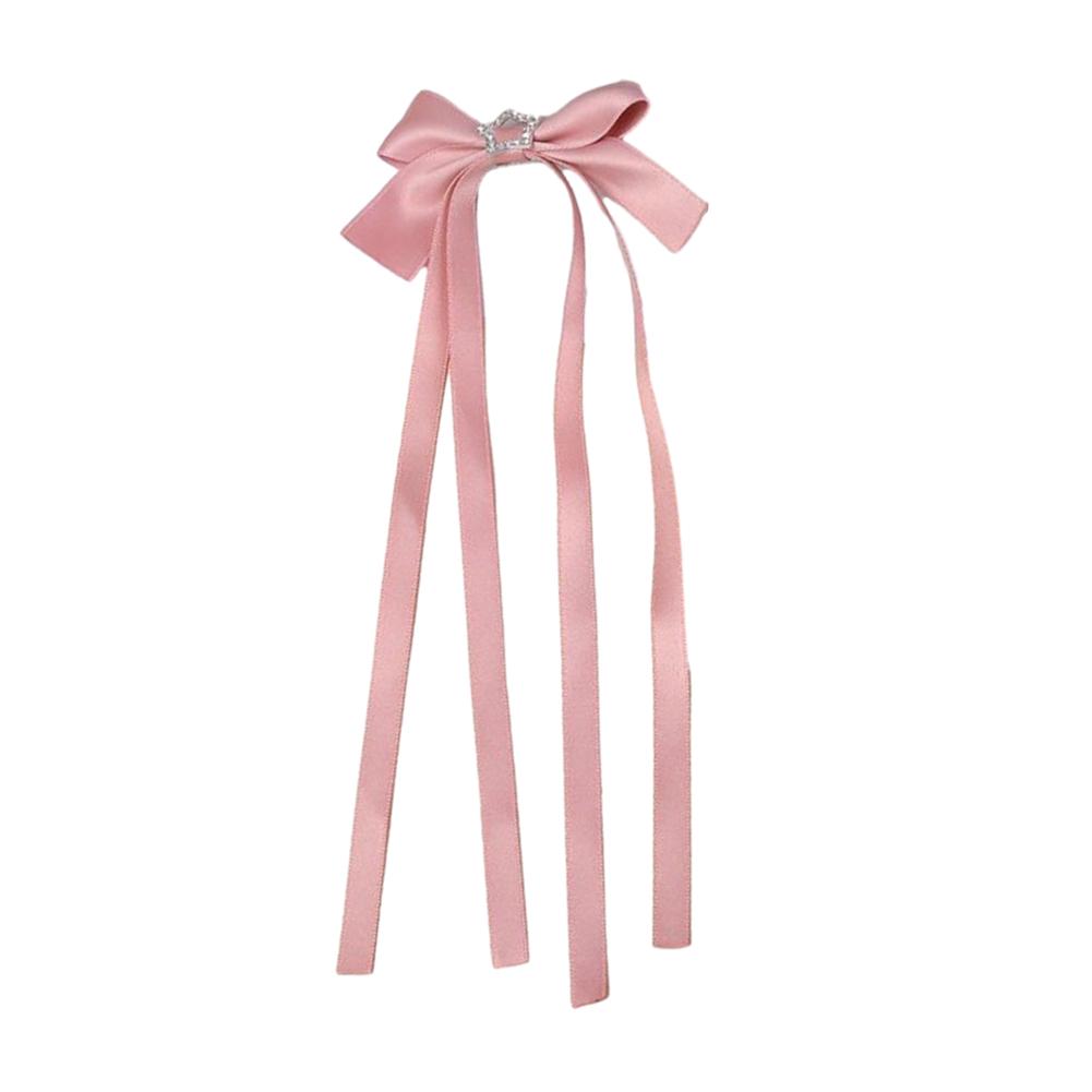 Y2K Women's Black and Pink Bow Hair Clip Multi-Purpose Long Ribbon Hair Clip Hair Accessory, Sweet Shining Star, Elegant and Fashionable Hair Clip