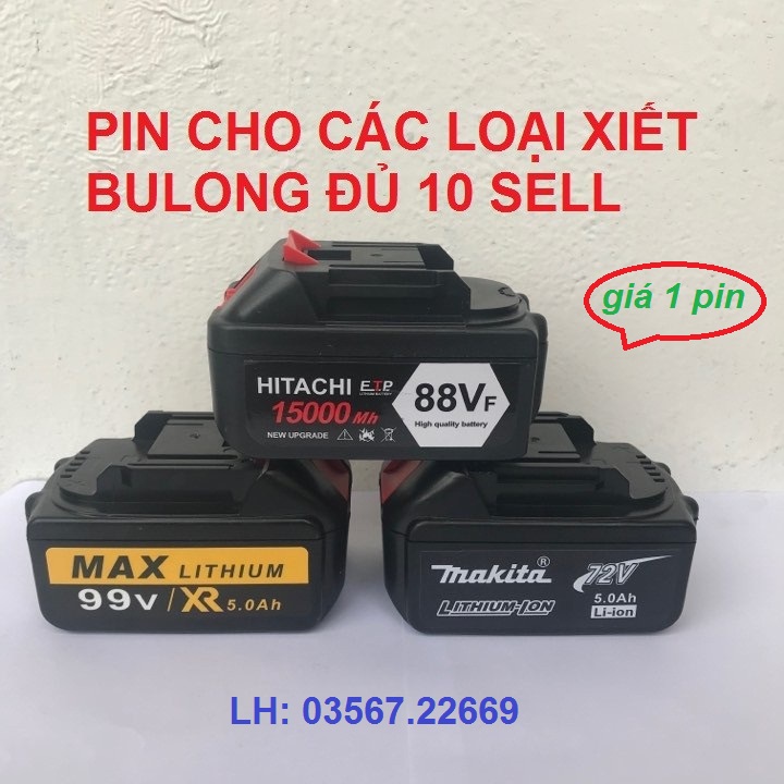 Pin máy siết bulong 72v ,88v, 99v , 118v - chuẩn 10cell