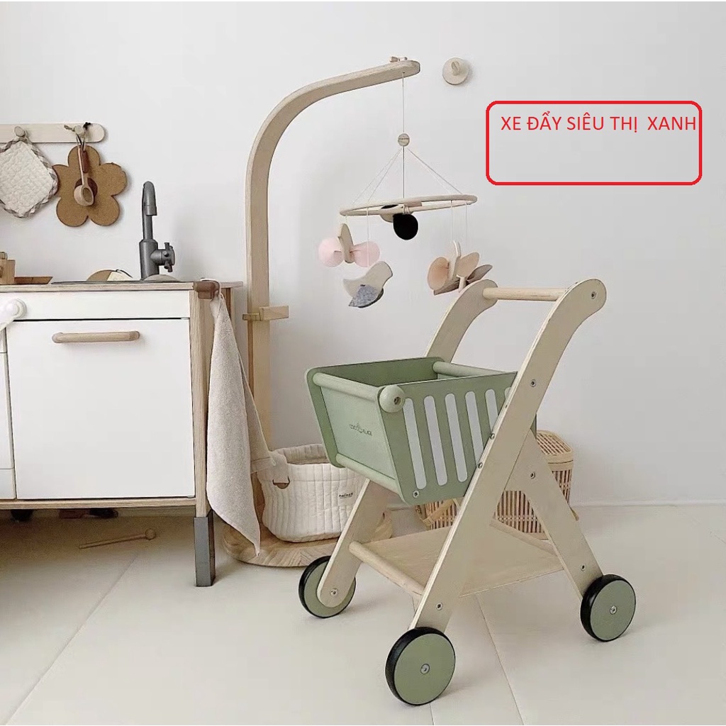 Đồ chơi xe đẩy siêu thị bằng gỗ  cho bé( nhiều mẫu)