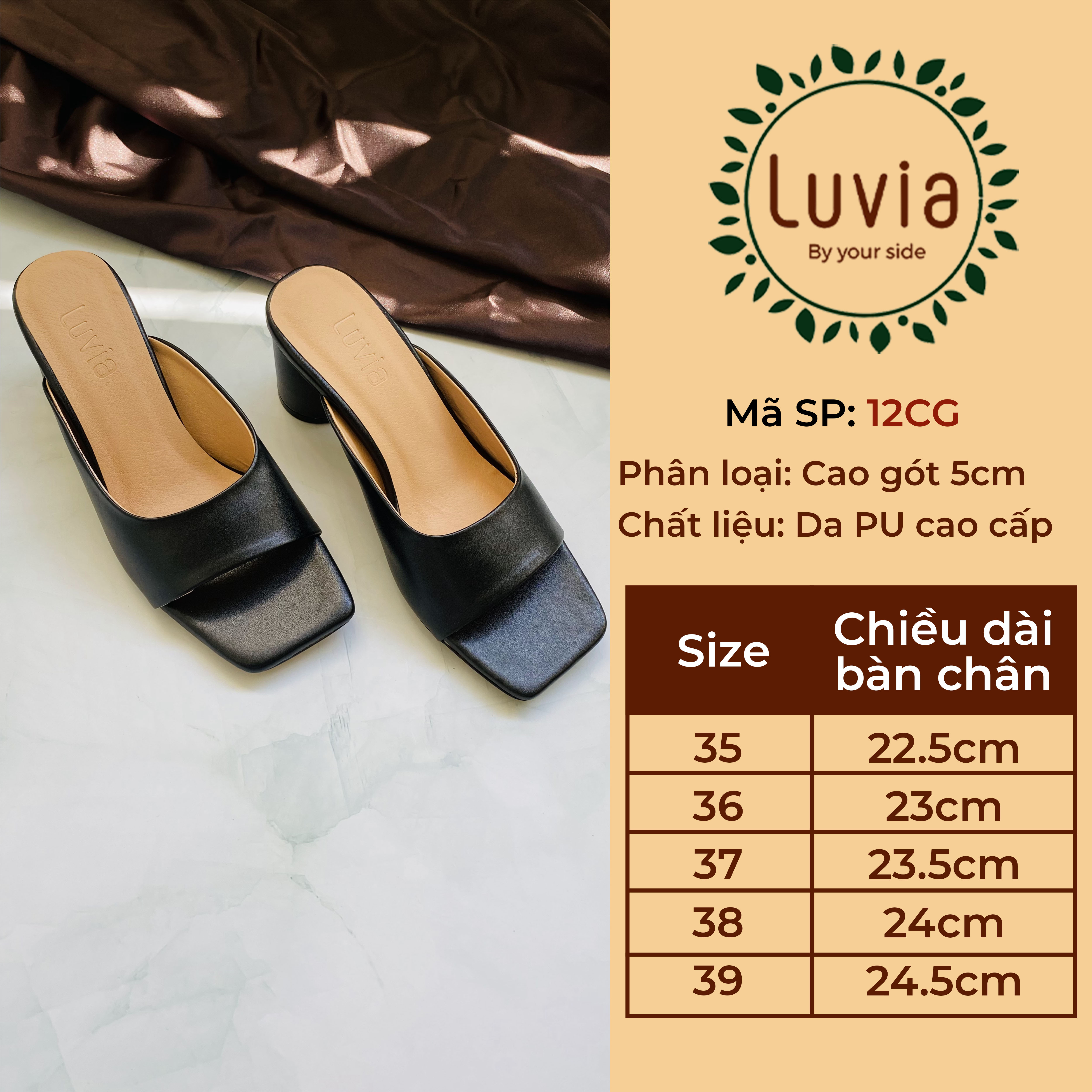 Giày cao gót nữ đẹp thời trang 5 phân Luvia 12CG