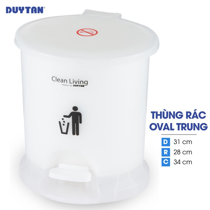 Thùng rác Đạp Chân Nhựa Duy Tân hình Oval Trung