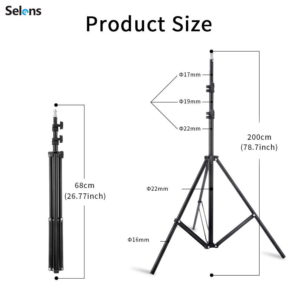 Selens 80in Photography Reflective Umbrella Light Stand Flash Bracket Mount Kit