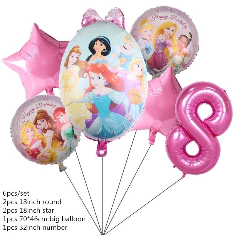 Seven Princess Girl Birthday Theme Party Decoration Activity Supplies Cup Plate Balloon Children's Tableware Scene Layout