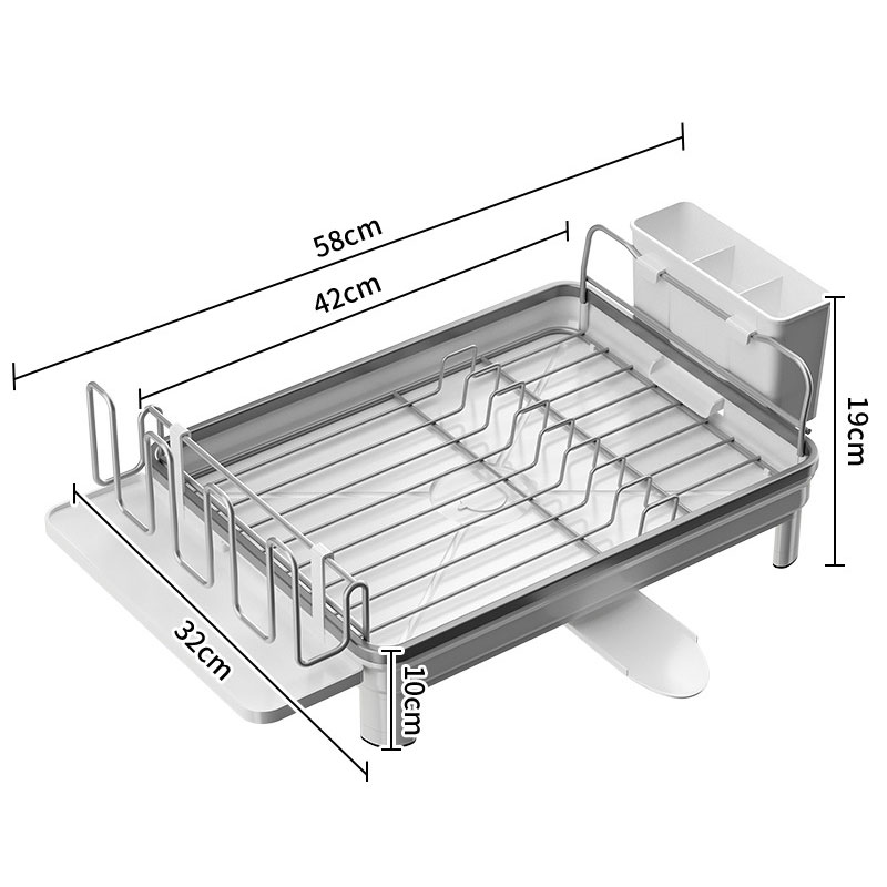 Kitchen 304 stainless steel dish draining household tableware drain basket tableware storage rack save space