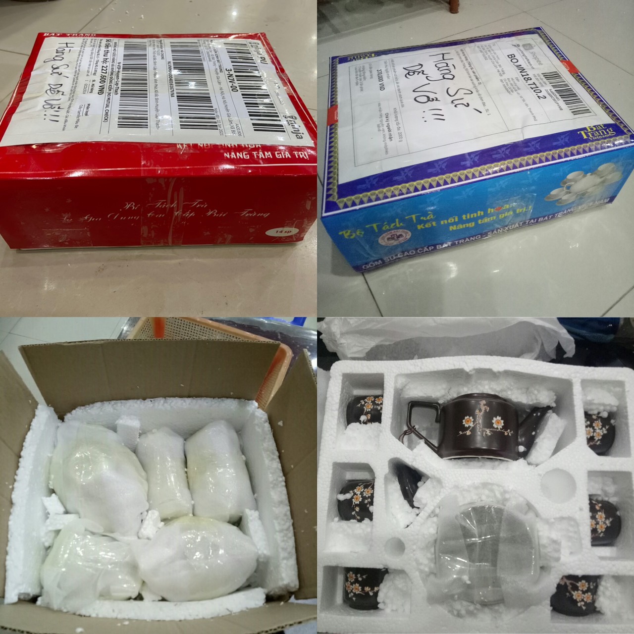 Bộ ấm chén Bát Tràng chóp lửa men lam cổ