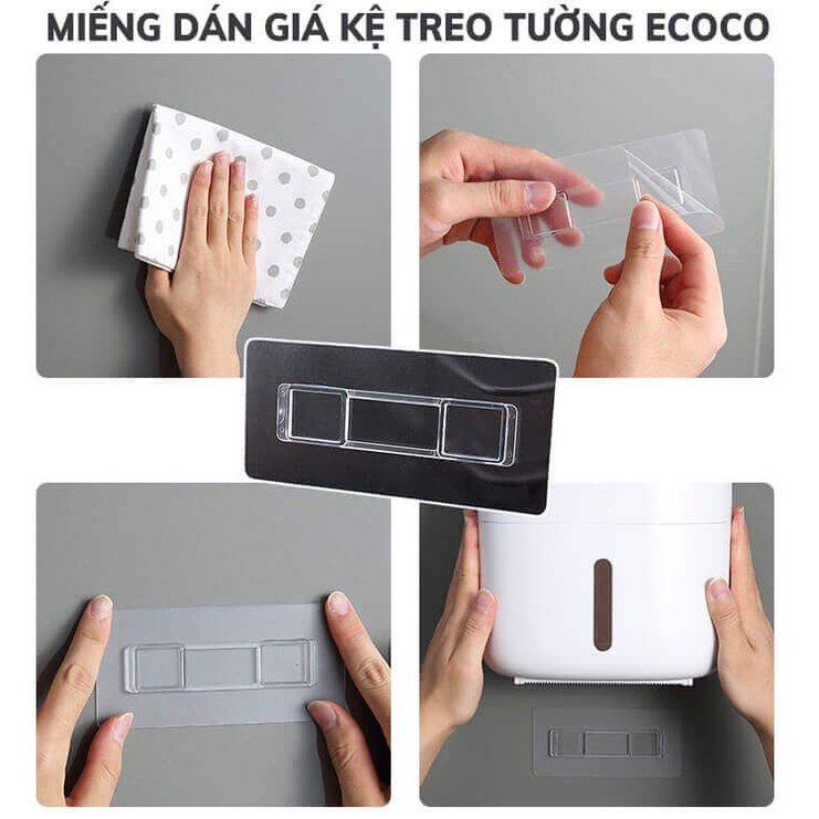 Miếng dán dự phòng kệ dán tường ecoco 2 ô vuông siêu dính tiện dụng 14x6cm