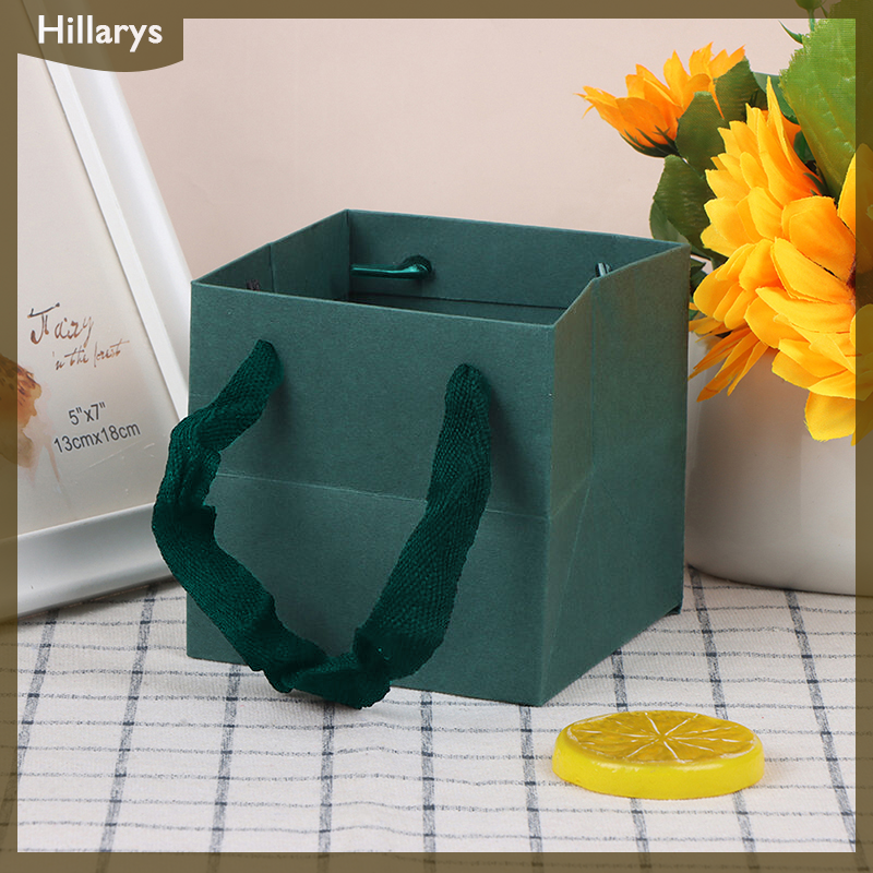Square Portable Kraft Paper Bag Flowers Packaging Bag Birthday Wedding Gift Bag