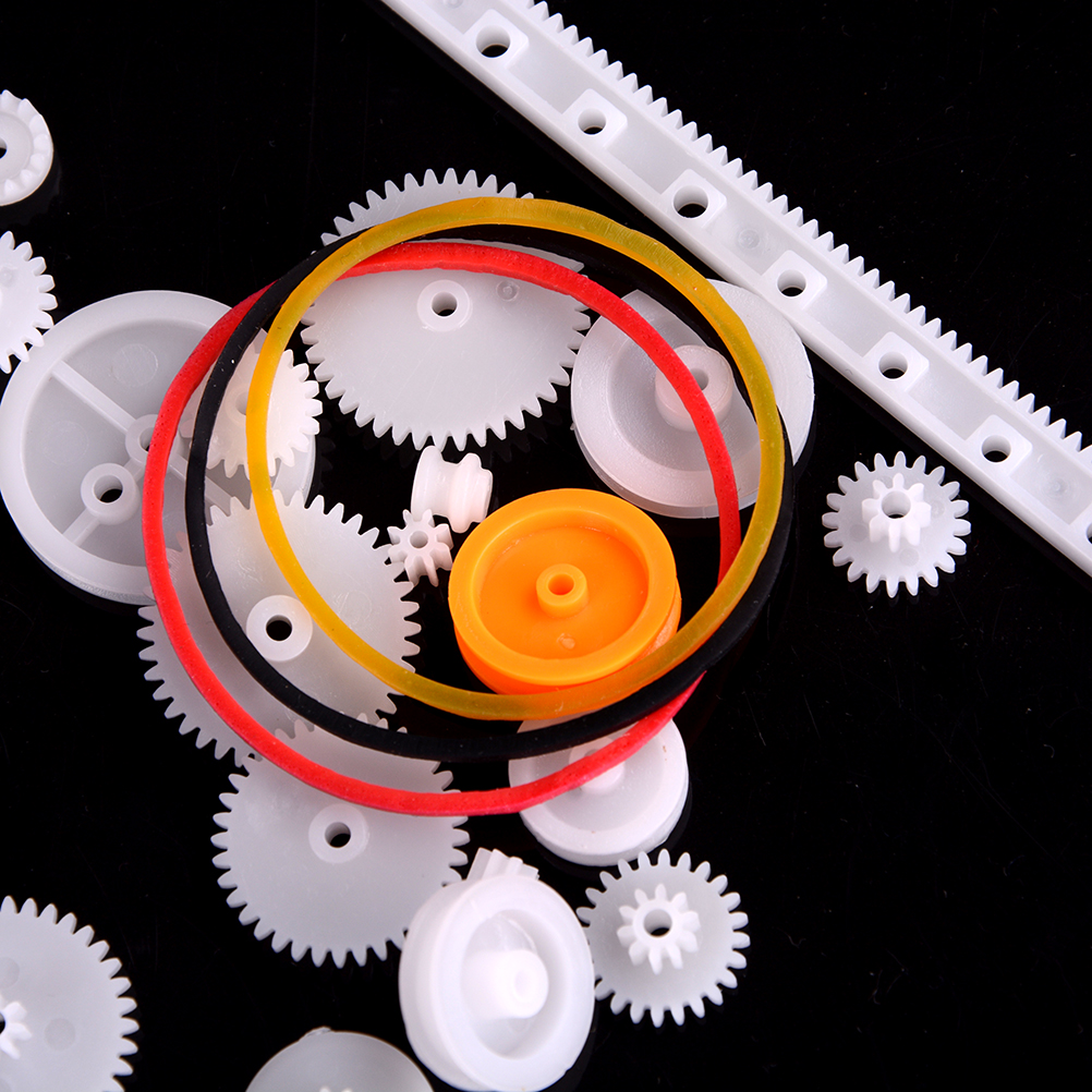 60 pcs Plastic Gear Set DIY Rack Pulley Belt Worm Single Double Gears. 
