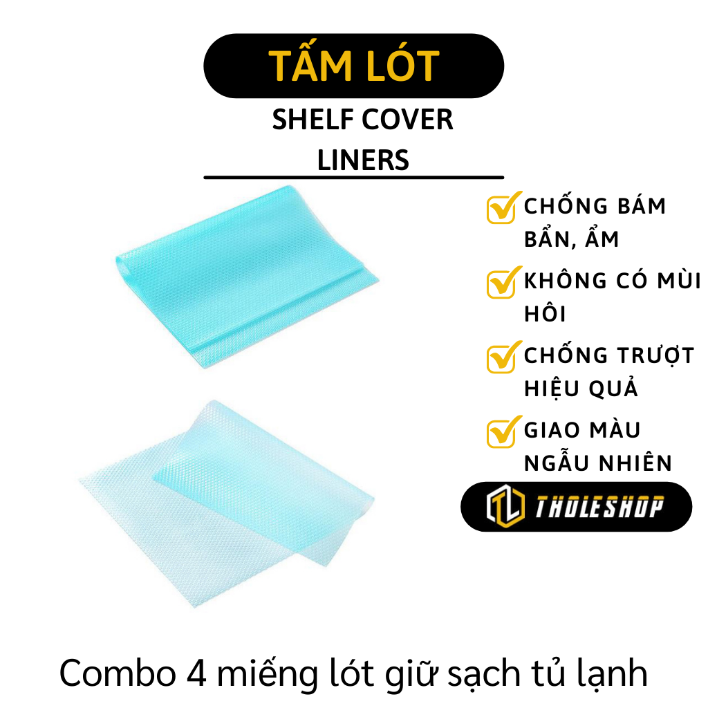 Combo 4 Miếng lót làm sạch tủ lạnh - Miếng lót đa năng, lót tủ đồ, kệ - Miếng lót kháng khuẩn, chống bẩn tủ lạnh chống trượt