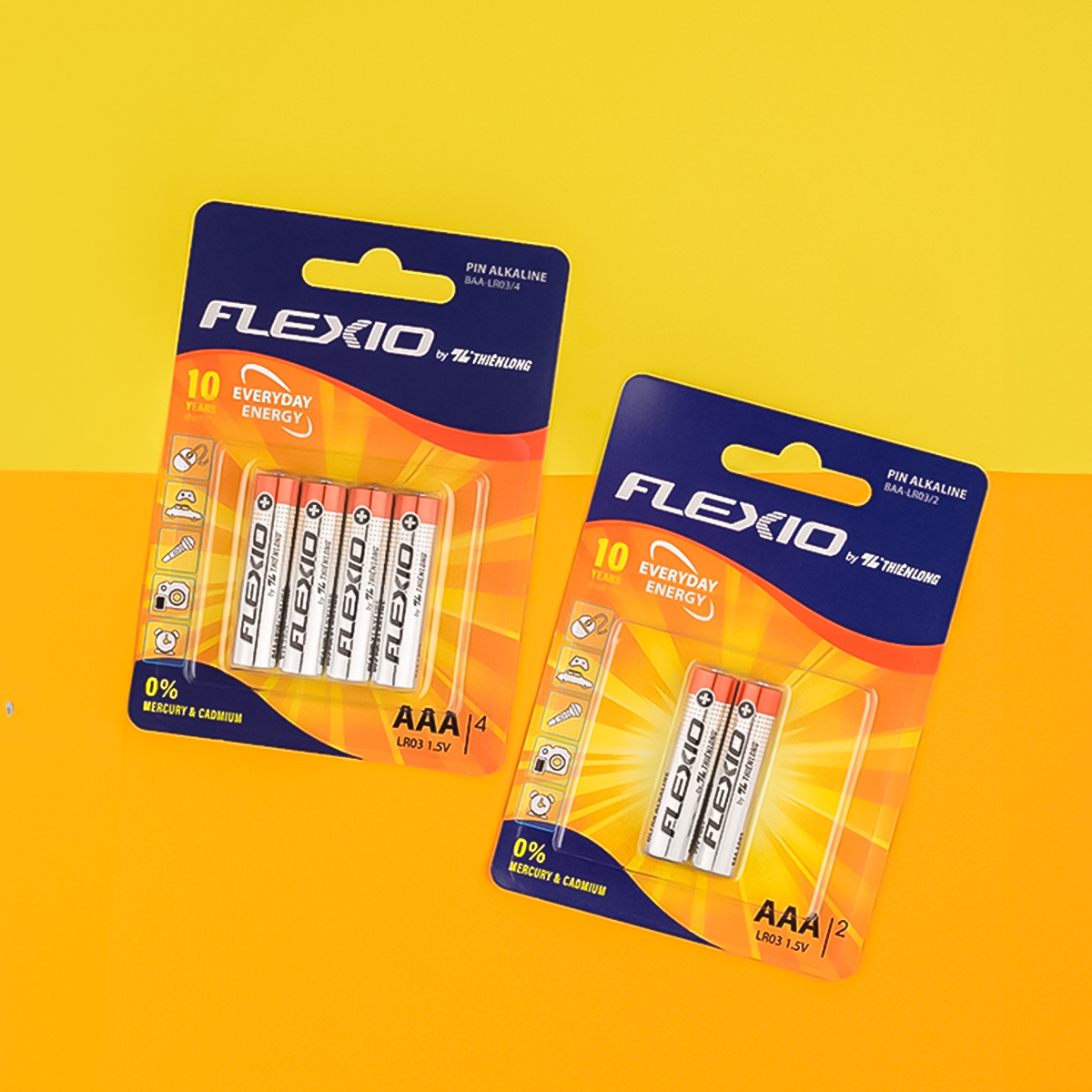 Pin Alkaline AAA đũa vỉ 6 BAA-LR03/4KM2 Thiên Long Flexio