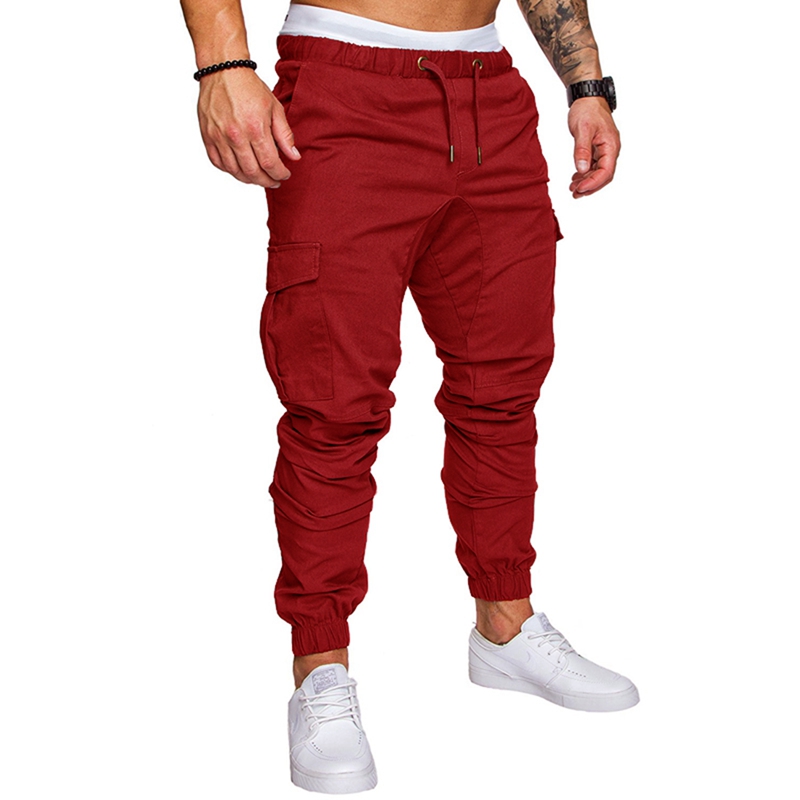 Men's Sports Gym Slim Fit Pants Joggers Bottoms Long Trousers Sweatpants Red  - Walmart.com
