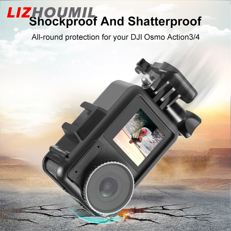 LIZHOUMIL Camera Frame Cage Action Camera Mount Housing Case Shell With Adapters Compatible For DJI Osmo Action 3 4