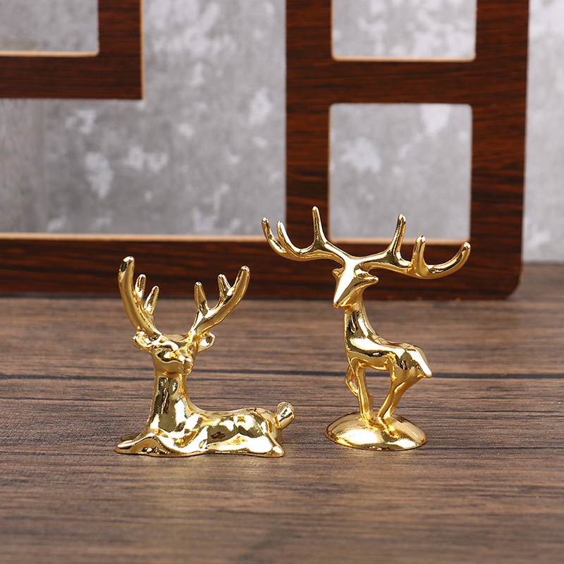 Elk Deer Statue Nordic Christmas Reindeer Art Figurine Vintage Golden ...