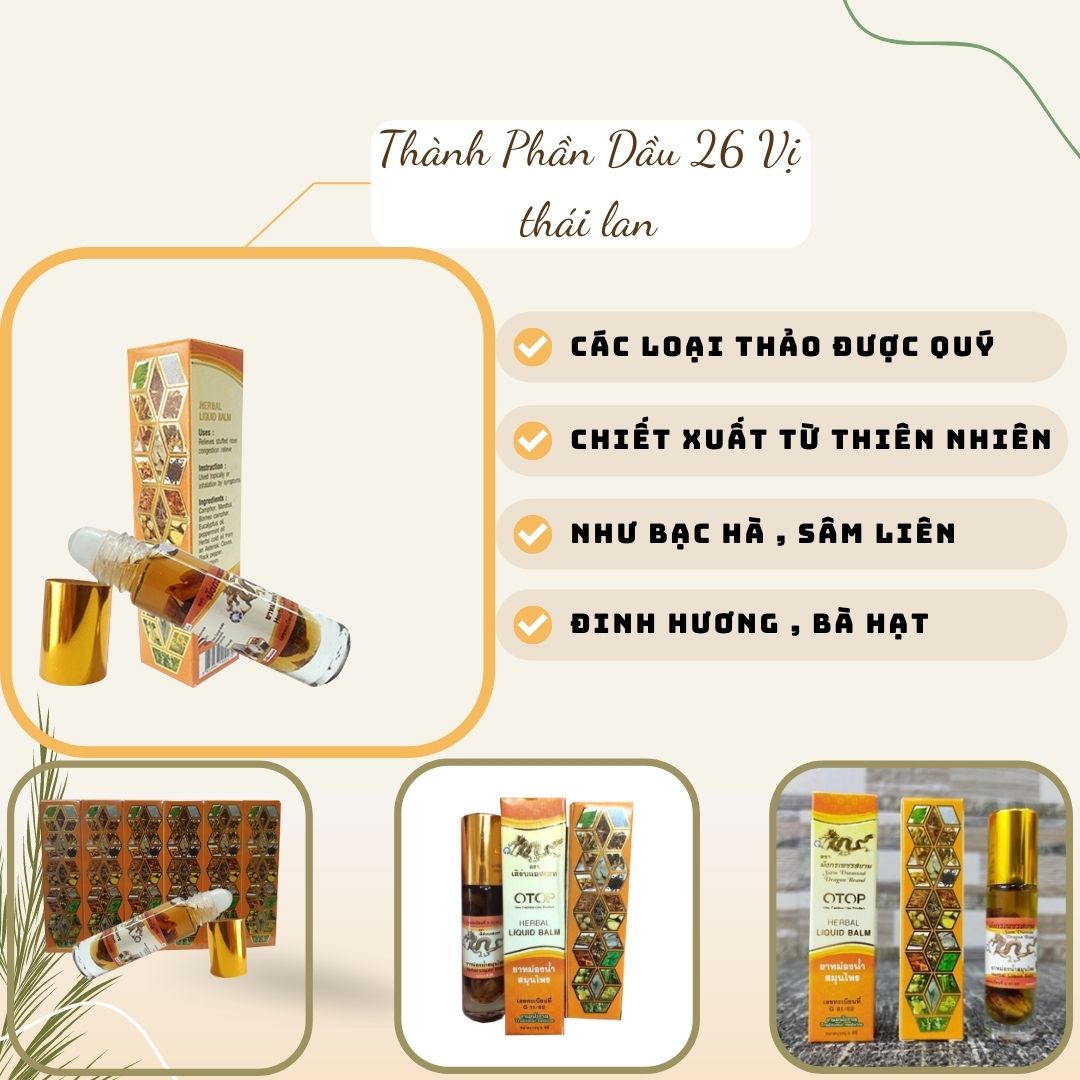 Dầu lăn 26 vị thảo dược OTOP Thái Lan 8ml