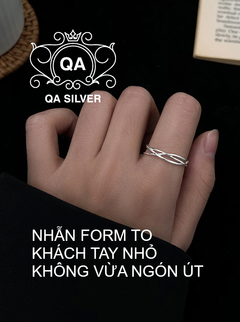 Nhẫn bạc 925 tầng đan chéo nữ form nhỏ ngón út S925 LAYER QA SILVER Ring RI210202