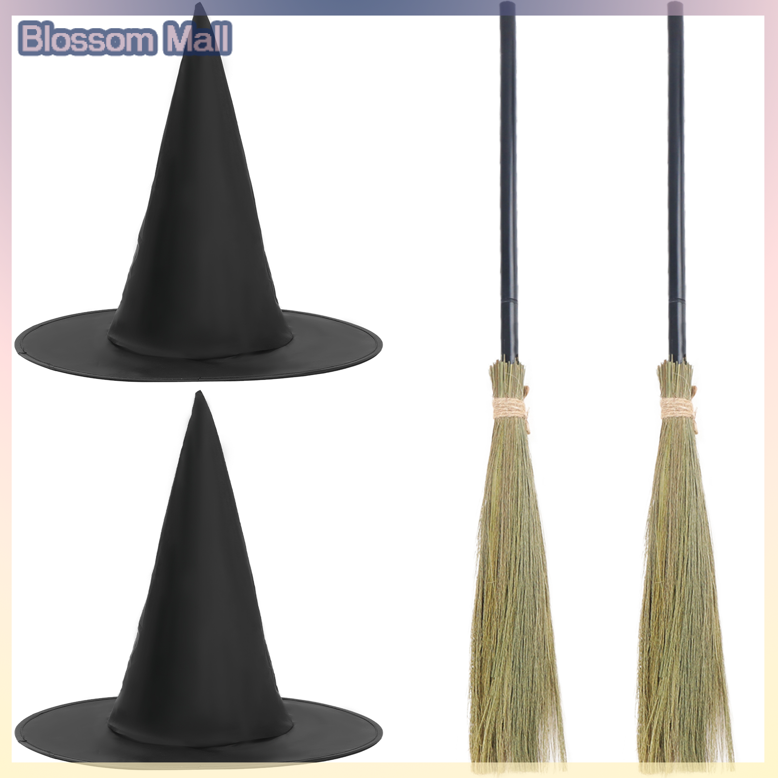 [Blossom] Halloween Witch Broom Plastic Witch Broomstick Broom Props Witch Broom
