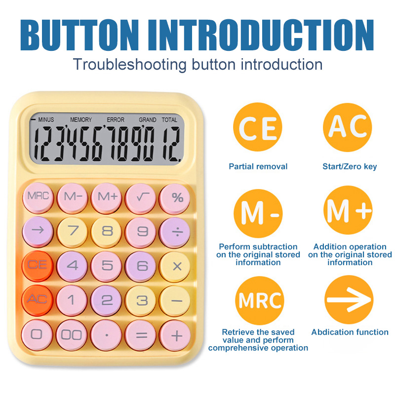 Calculator, Basic Standard Calculator, 12 Digit Desktop Calculator with Large LCD Display and Sensitive Button for Office, School, Home & Business Use