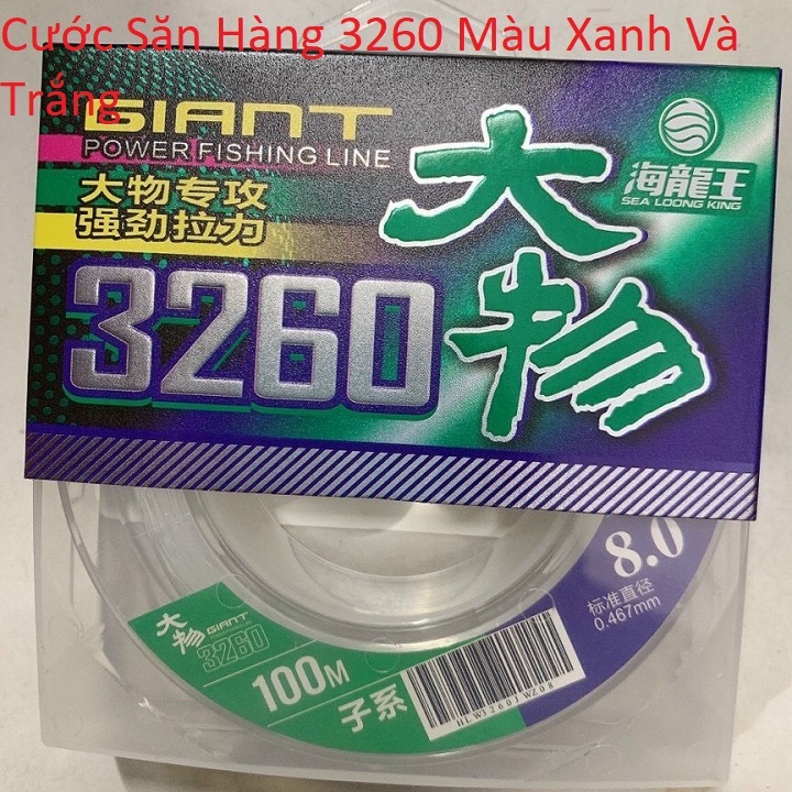 Dây cước săn hàng 3260 màu xanh và trắng 100m