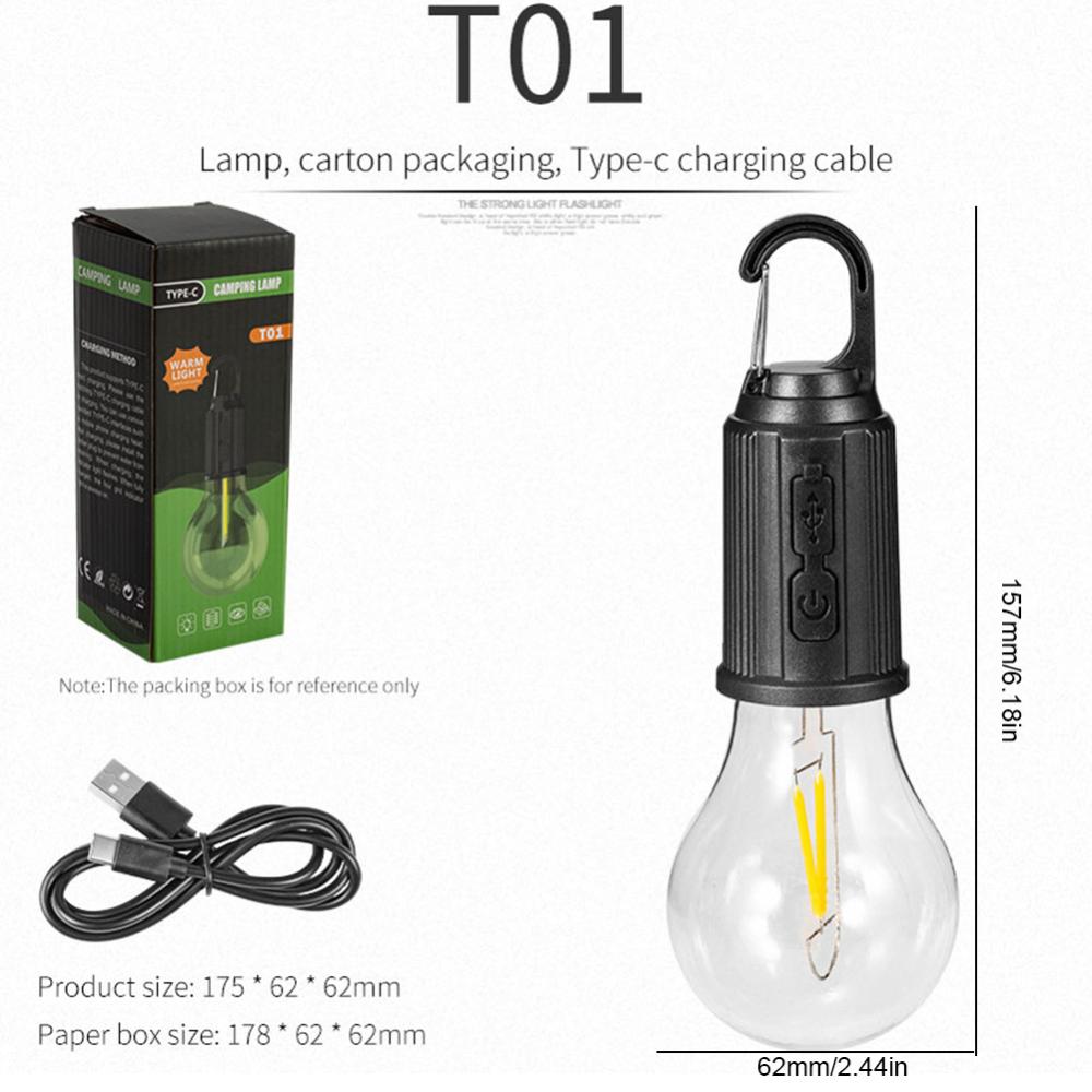 Hanging Flashlight with Hook Camping Lantern 600mAh Portable Camping Light Type C Charging Waterproof for Hiking Fishing