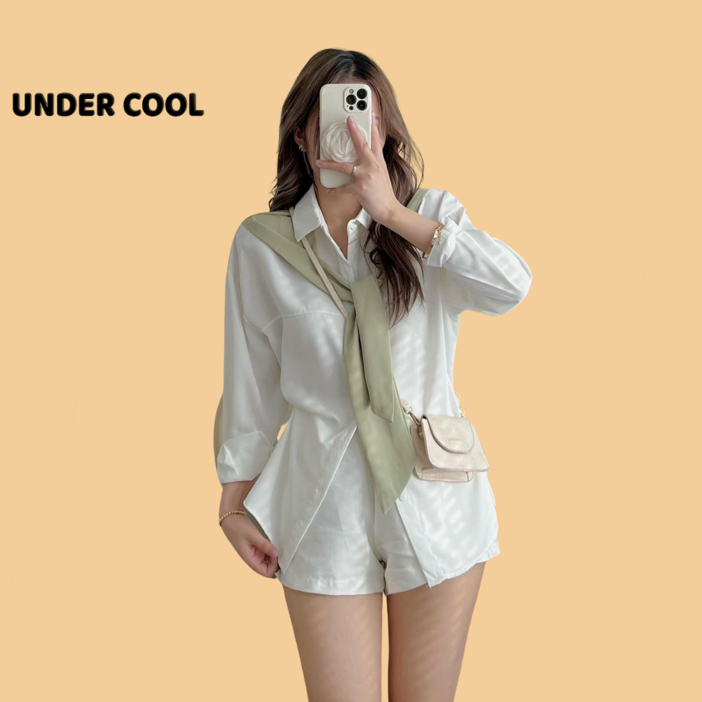 Áo sơ mi phối khăn buộc undercool phong cách hàn quốc 4 màu