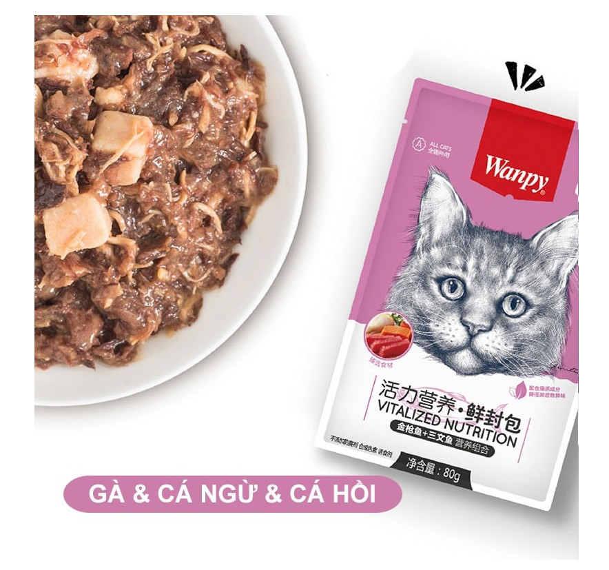 Pate Wanpy Mèo Gói 80gr - Nhiều vị - NôngTrạiThúCưng.com