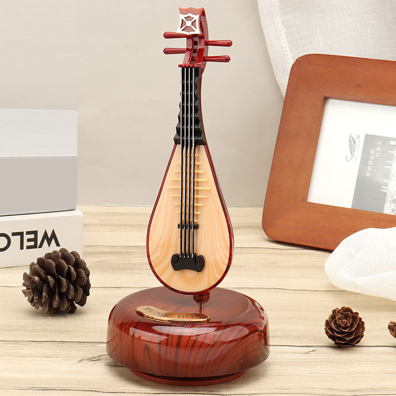 Musical Instrument Music Box Creative Guitar Pipa Violin Retro Rotating Music Box