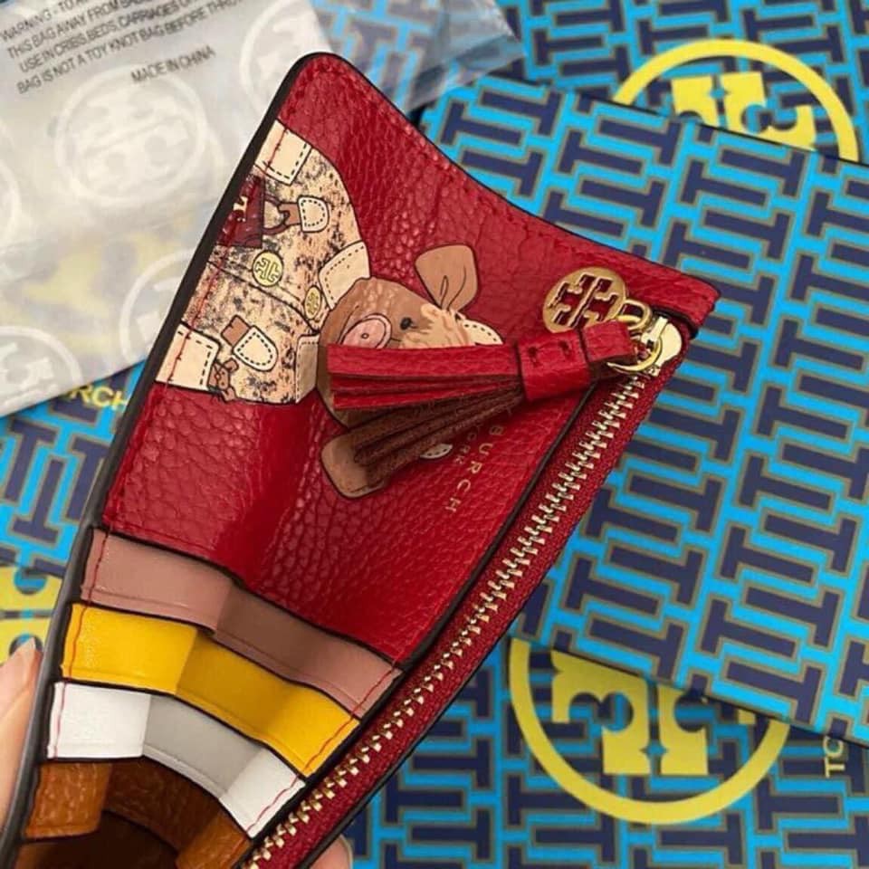 Ví Đỏ Tory Burch Card Holder Da Siêu mềm