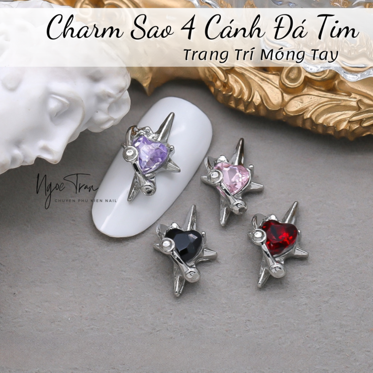 Charm Bạc Đính Đá Đủ Màu Trang Trí Móng Tay AB