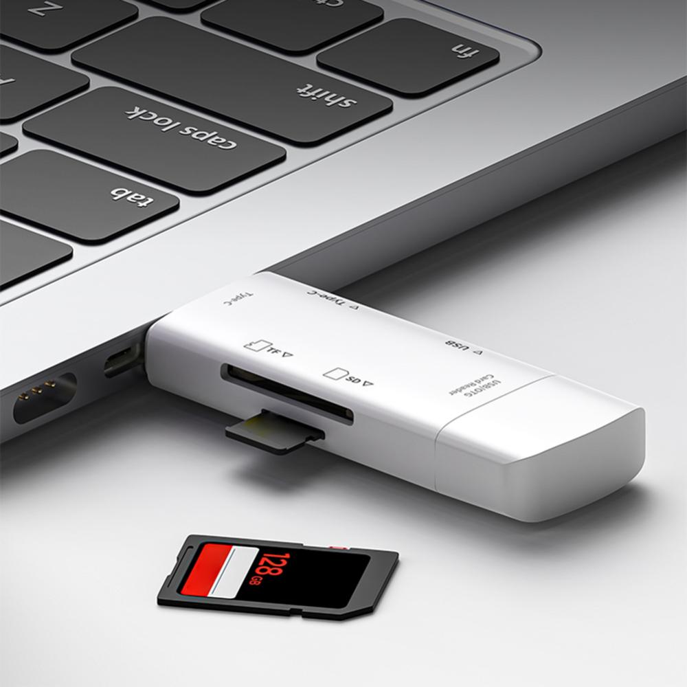 SD/TF Card Reader Adapter 7 in 1 Type-C/USB/ Micro Multifunctional Card Reader High Speed Transmission for Laptop