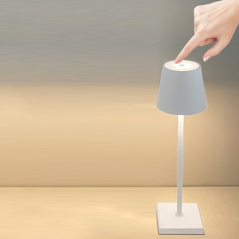 LED Simple Modern Hardware Decoration Tall Table Lamp Bedroom Bedside Touch Switch USB Charging Night Light