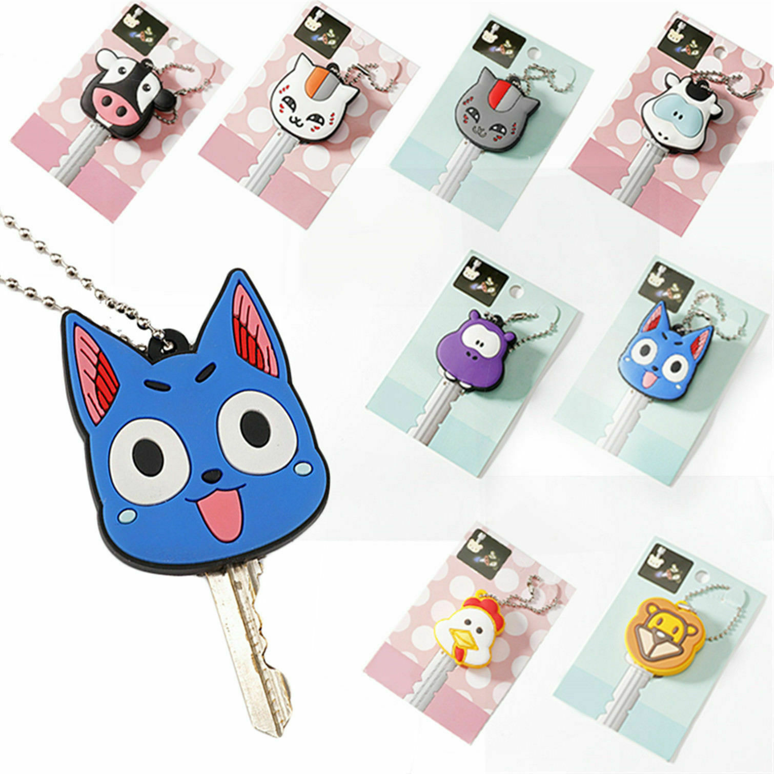 Keychain Casing Creative Led Pvc Silicone Key Ring Cap Cover Keychain Case Animals ...