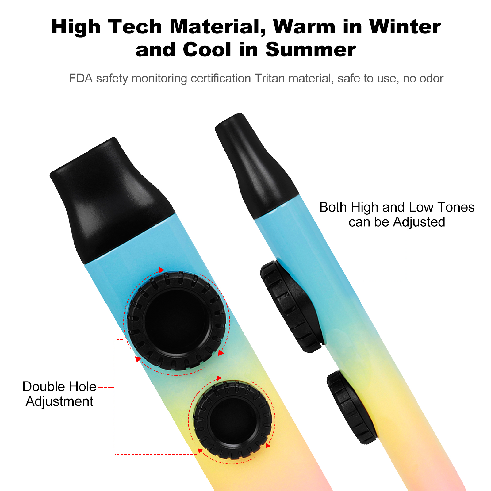 Kazu Flute 10pcs Double Flute Hole Kazoo Dual Flute Holes Replaceable Blowing Nozzle Membrane Musical Instrument for Child Adult. 