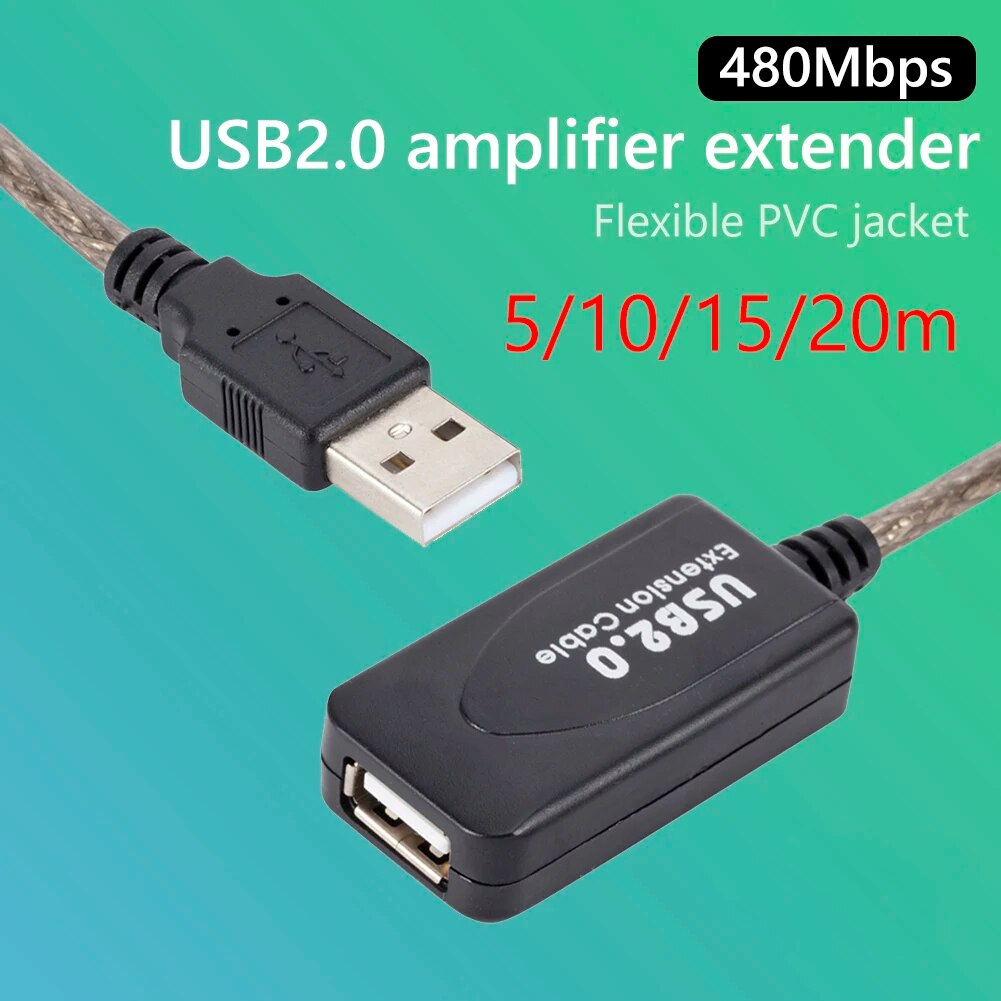 5/10/15/20m USB 2.0 Extension Cable Male to Female Active Wireless Network Card Extender Cable Cord USB Adapter. 
