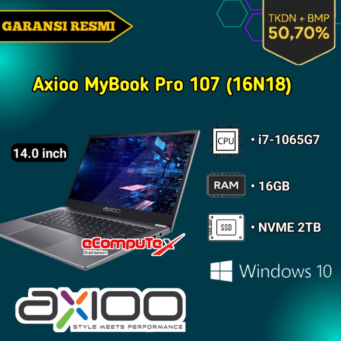 LAPTOP AXIOO MYBOOK PRO 107 (16N18) i7 16GB NVME 2TB 14