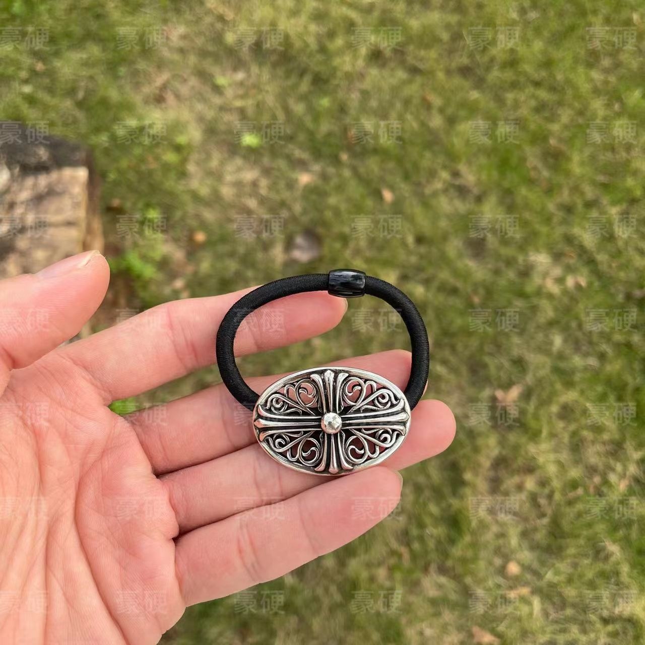 クロムハーツCHROME HEARTS□ダガーハートコンチョヘアゴムブレスレット