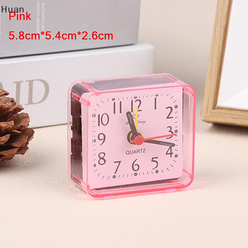 Huan 1PC Mini Vuông Đồng hồ báo thức thạch anh Đồng hồ báo thức Pin hoạt động bảng phòng ngủ đồng hồ cho ngủ nghiên cứu trang trí nội thất