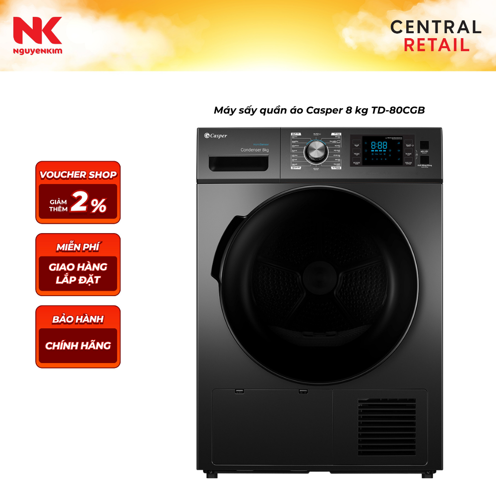 Máy sấy quần áo Casper 8 kg TD-80CGB