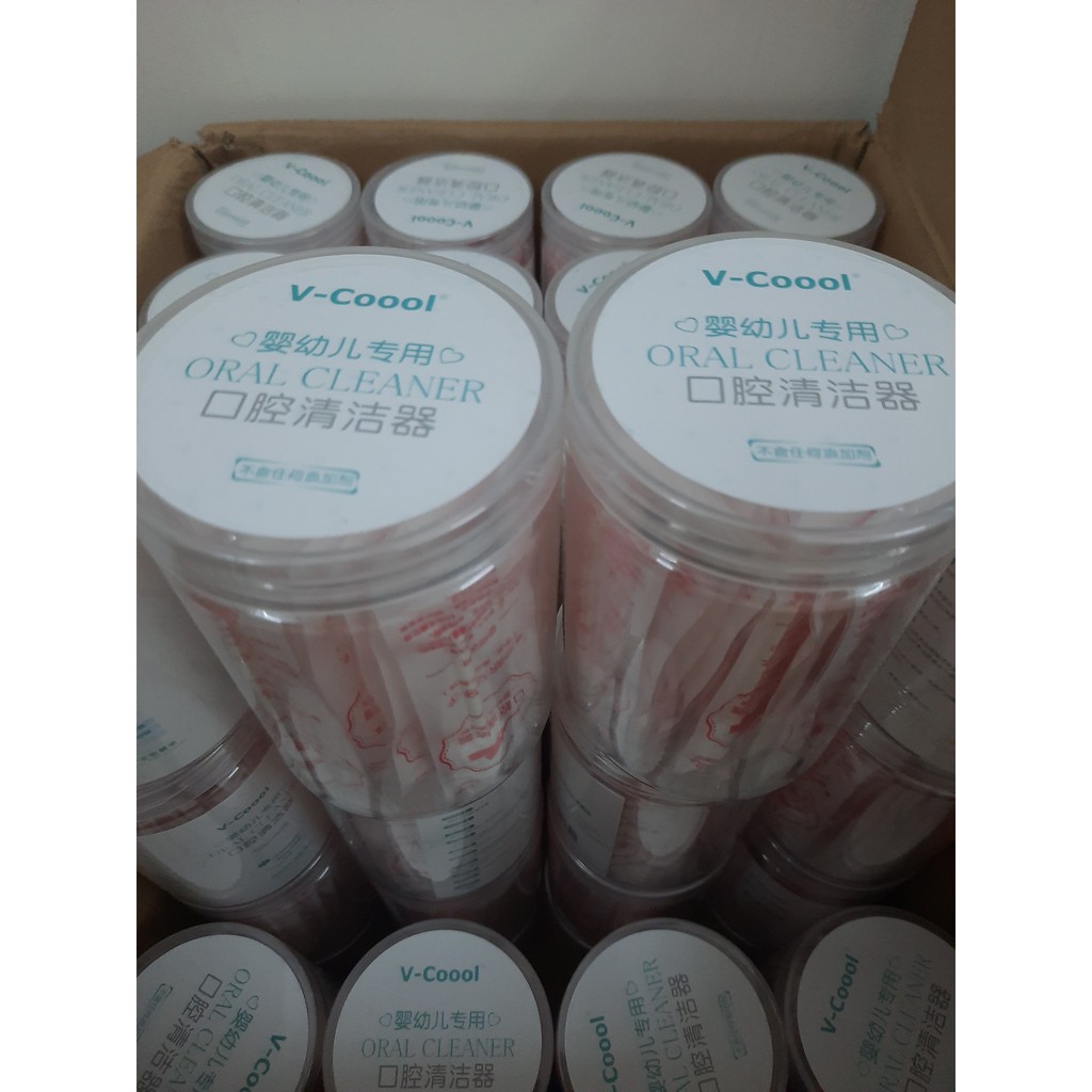 Que Gạc Rơ Lưỡi Vcoool hộp 30 que Vệ Sinh Nướu, Lưỡi, Lợi Bé Sạch Sẽ với Đầu 3D Lượn Sóng Mềm Mại, An Toàn