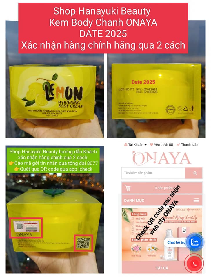[TẶNG QUÀ + GIẢM VOUCHER 8%] (Chính hãng-Date 2026) Kem Body Chanh Body Lemon Vitamin kích trắng- Lemon Whiteing Body Cream ONAYA 250ml