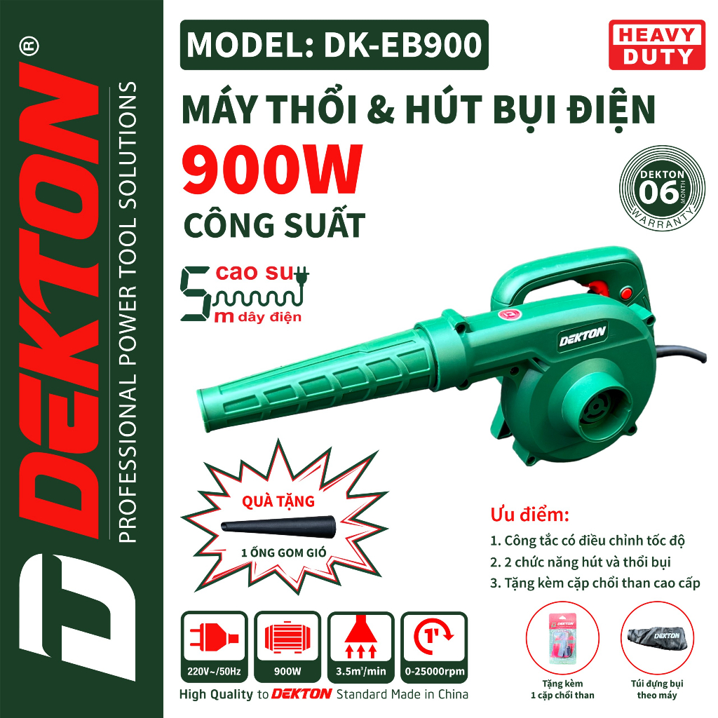 Máy thổi & hút bụi điện dekton 900w / dk-eb900 / nhỏ gọn lượng gió thổi siêu mạnh