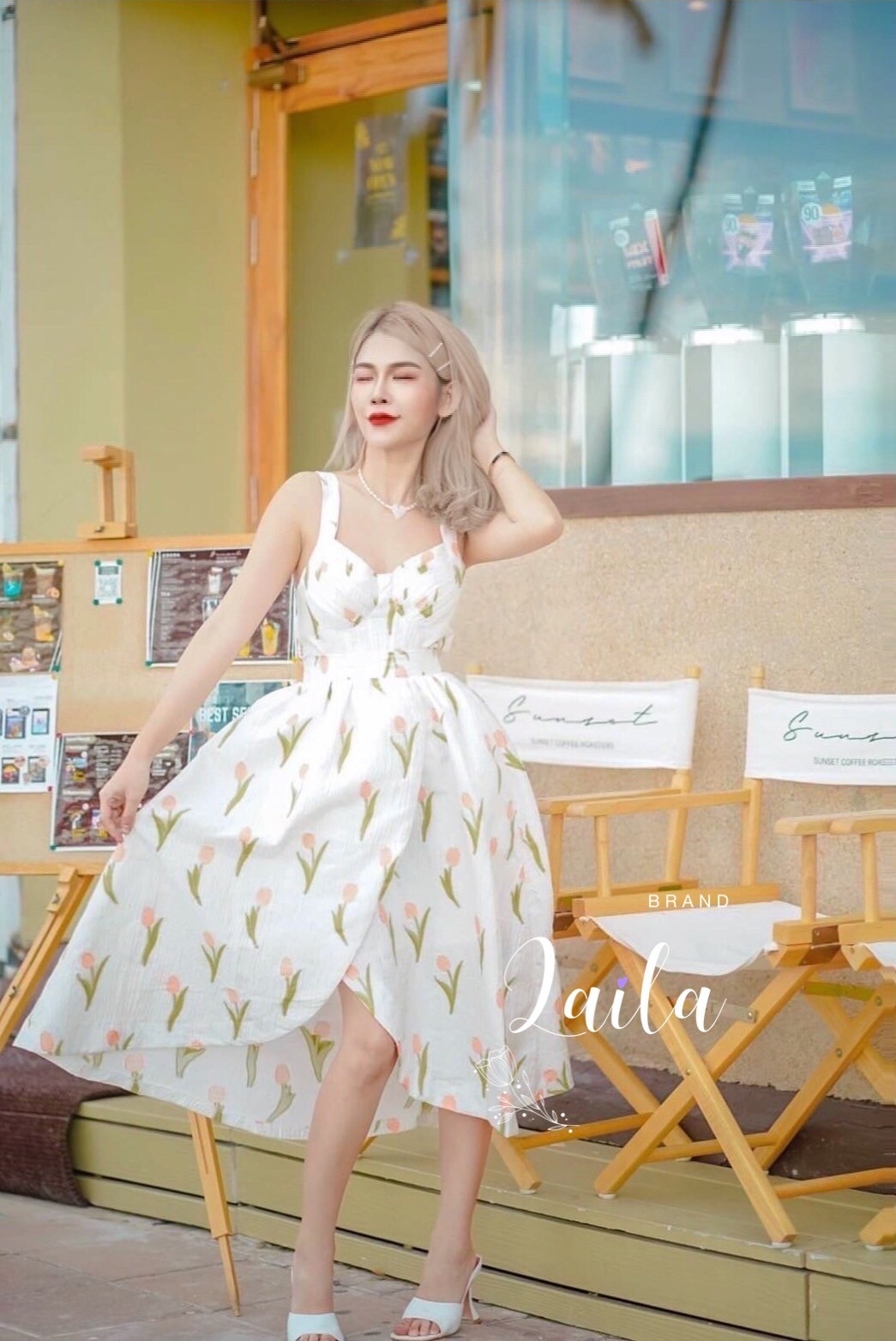By Laila brand Tag: KR SET เสื้อ+กระโปรง เสื้อครอปทรงสายเดี่ยวดีเทล ...
