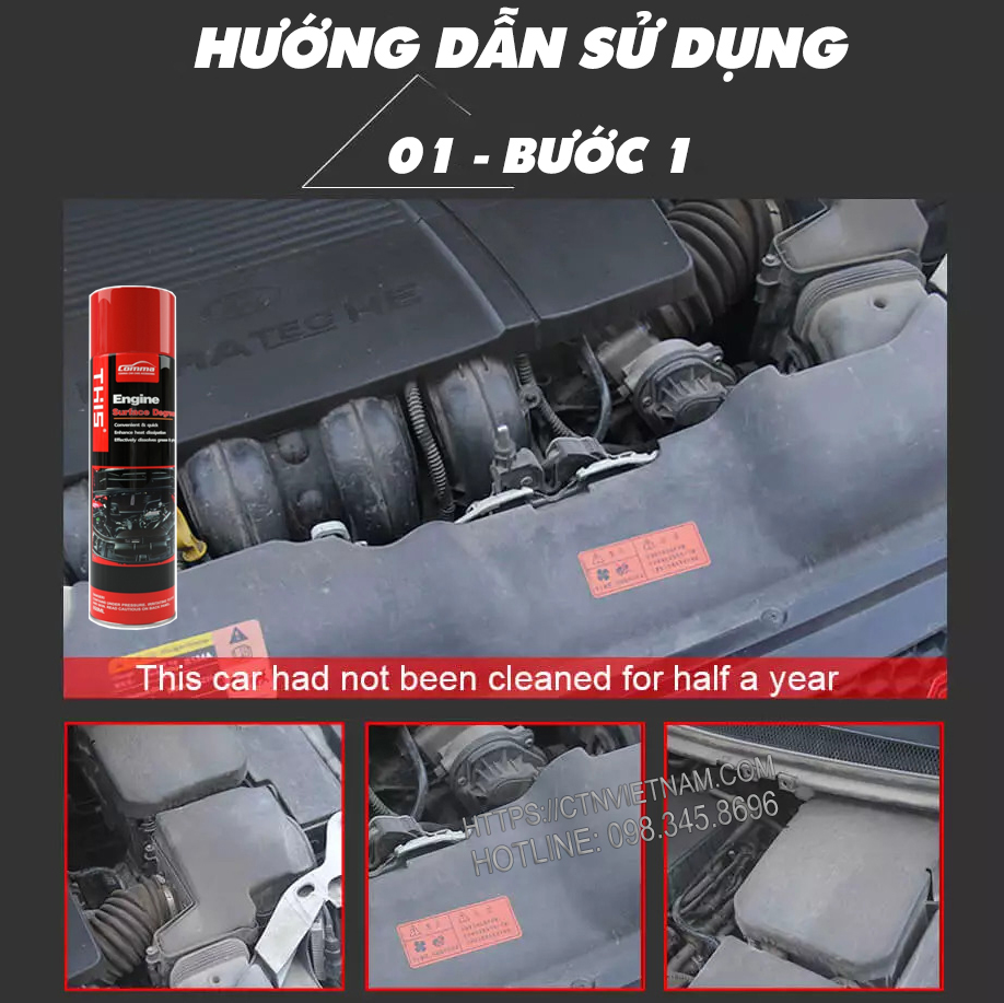 Dung dịch vệ sinh khoang máy ô tô, tẩy rửa lốc máy - ảnh sản phẩm 2
