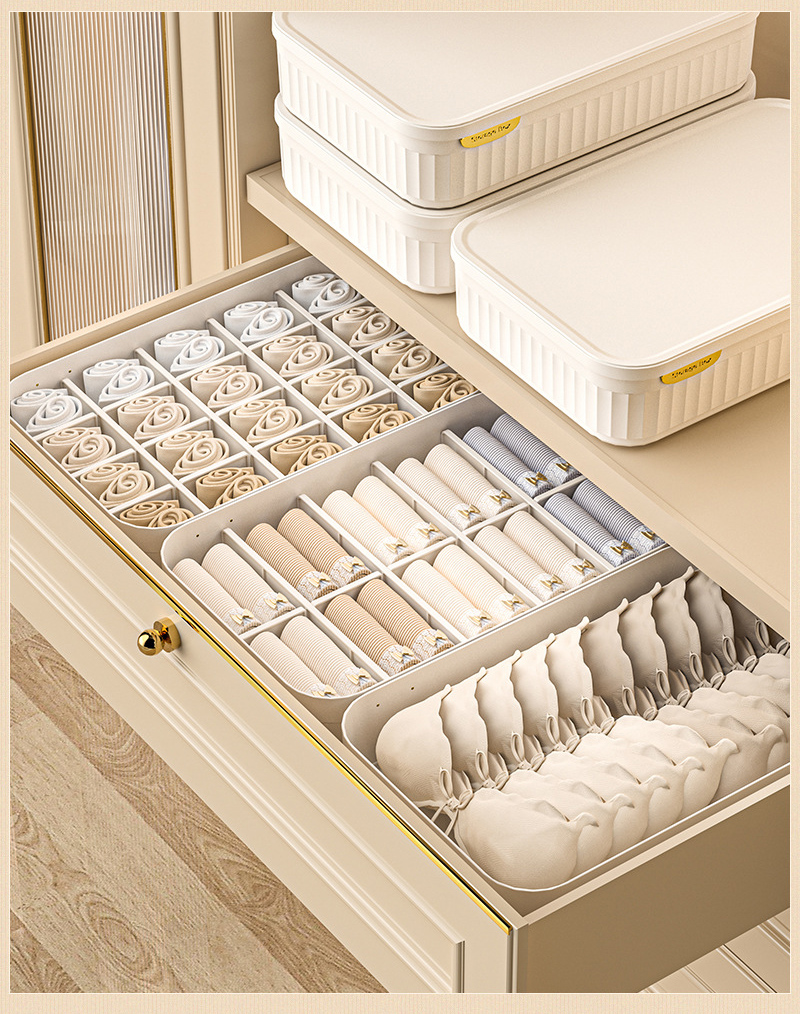Storage box Compartment style storage box Dustproof box Underwear finishing box Large capacity storage box Sundries storage basket with cover Drawer storage box multifunctional drawer glove box