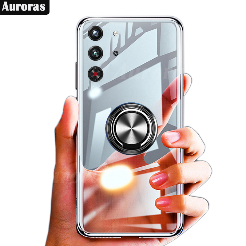 For ZTE Nubia Redmagic 10 Pro+ Phone Case Ring Ultra Thin HD Clear Transparent Car Kickstand Bracket Soft Air Cushion Armor Cover for ZTE Nubia Redmagic 10 Pro Cover Casing HP