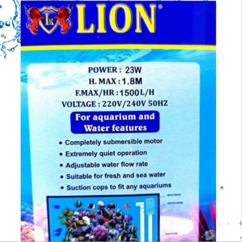Submersible pump Pompa Aquarium kolam LION L 1800
