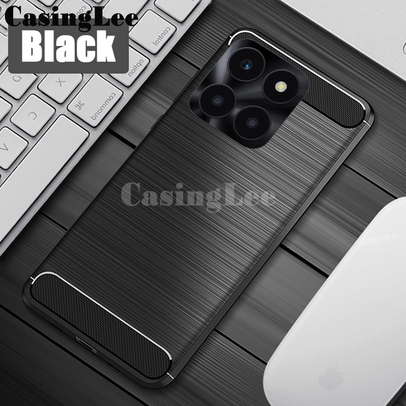 For Honor X6B case Carbon Fiber Soft TPU Silicone Anti-fingerprint Shockproof Business Protection Cover For Honor X6B Back Cover Phone Cases. 
